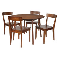 OSP Home Furnishings CHEDTK-WA Chesterfield Dining Table and 4 Chair Set in Walnut Finish
